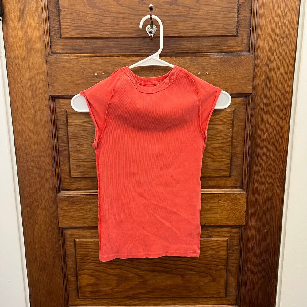 Free People Ever Had T-Shirt sz XS Washed Red Orange Color Women's $38